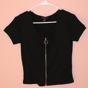Black Zip Up Crop top